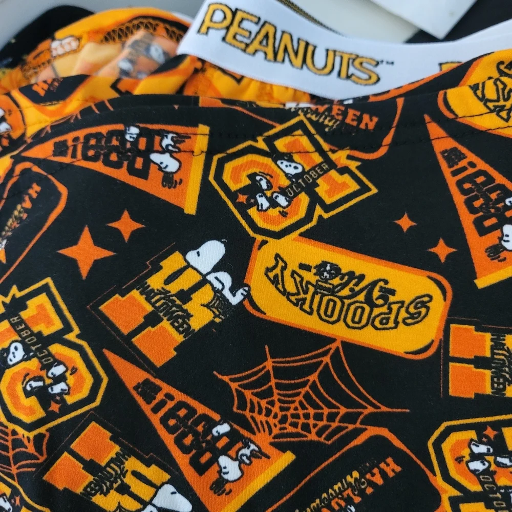 Peanuts Halloween Black Boxer Shorts‎ L Snoopy Spooky Vibes New